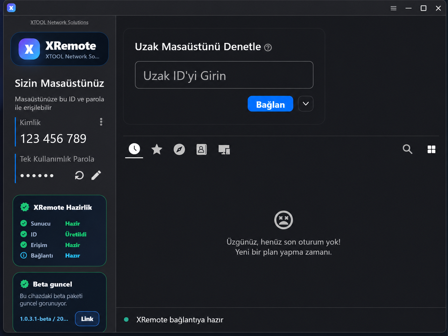XRemote uygulamasının güncel Windows arayüzü